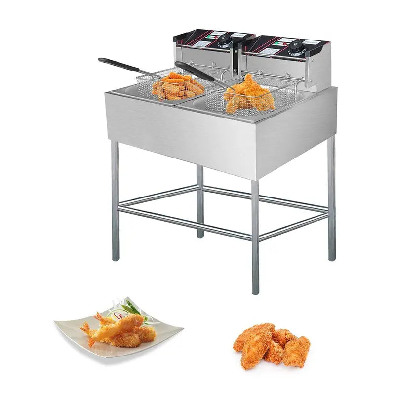 Heavy Duty 5L + 5L Electric Deep Fat Fryer with Stand